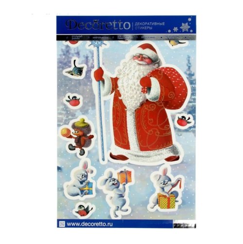 Наклейки "Дед Мороз и лесные зверята" 1577138с