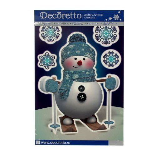 Наклейки Decoretto "Снеговичок на лыжах" 35х50 см 1818659с