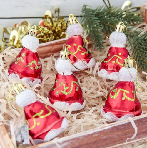 Украшение ёлочное Шапка красная с посыпкой (набор 6 шт) 5*6 см       3575997