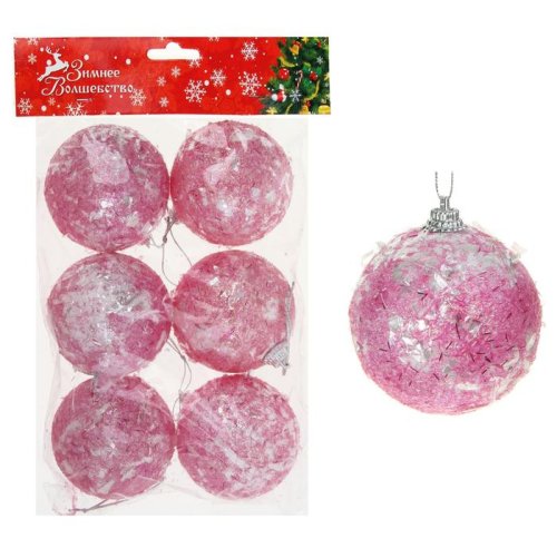 Новогодние шары Розовые блёстки (набор 3 шт.)            1401723
