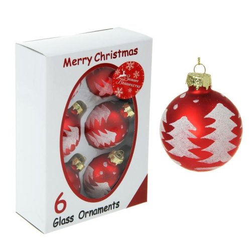 Новогодние шары Ёлочка красные (набор 6 шт.)           1399819