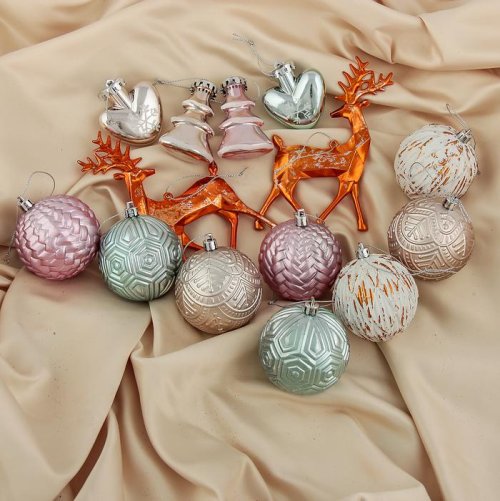 Набор украшений пластик 14 шт Бревис олени микс          3259805