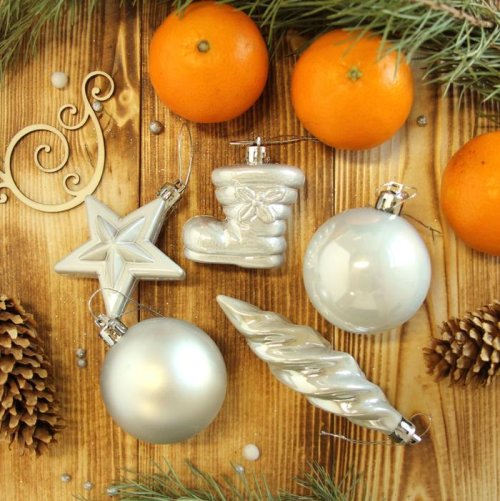 Ёлочные игрушки Серебряный глянец (набор 32 шт.)            2122998