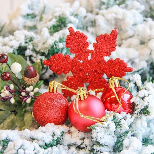 Ёлочные игрушки Красная снежинка (набор 24 шт.)            2122898