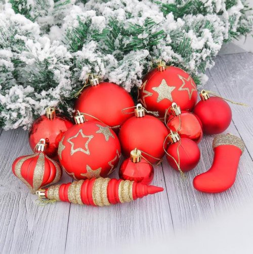 Набор украшений 27 шт., матовый красный, d = 8 6 4. 3 см     2356973