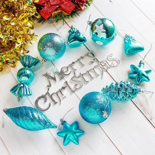 Набор украшений пластик 28 шт 20,5*27*7 см Виваче голубой         2178263