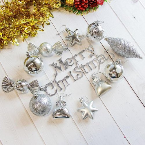 Ёлочные игрушки Модэсто (набор 35 шт.), серебро           2178270