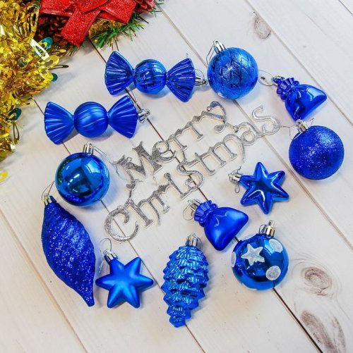 Набор украшений пластик 35 шт 23*28*5,5 см Модэсто синий         2178268