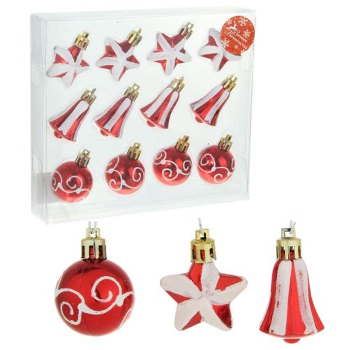 Ёлочные игрушки Красное ассорти (набор 12 шт.)            1346606
