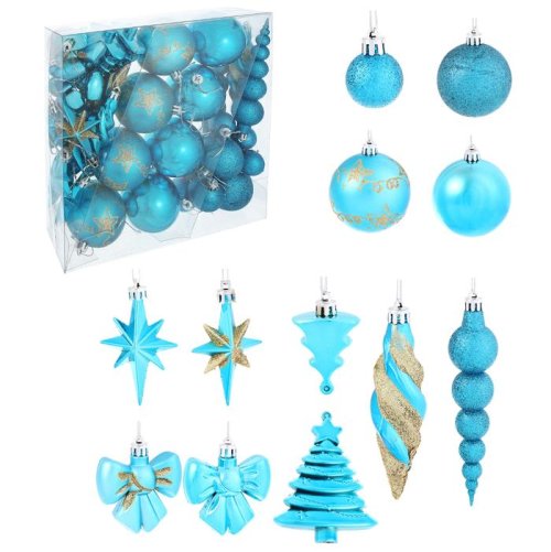 Новогодние шары Бирюзовая зима (набор 35 шт.)            1009428