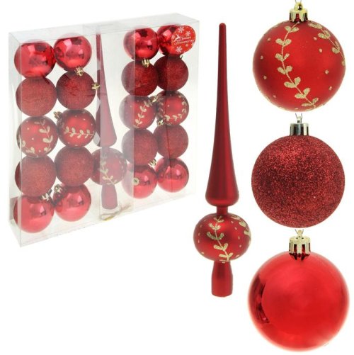 Ёлочные украшения Золотая веточка (набор 21 шт.), красные           1346693