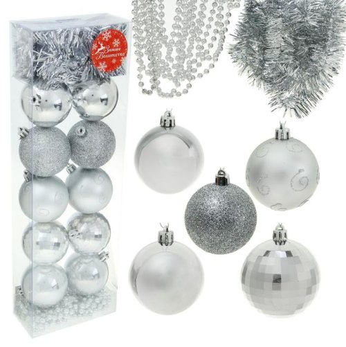 Ёлочные украшения Серебро с бусами и мишурой (набор 12 шт.)        1346750