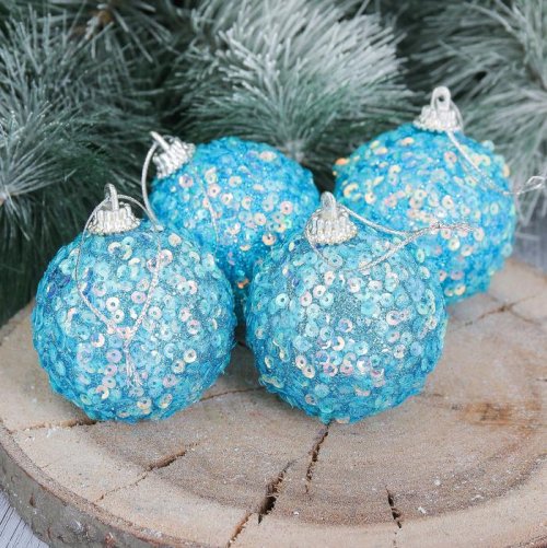 Набор шаров пластик Голубой блеск d-6 см 4 шт          2356947