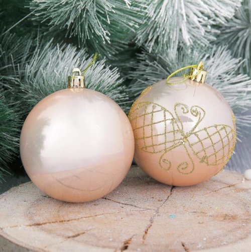 Набор шаров пластик Жемчужная сеточка d-8 см 6 шт          2356935