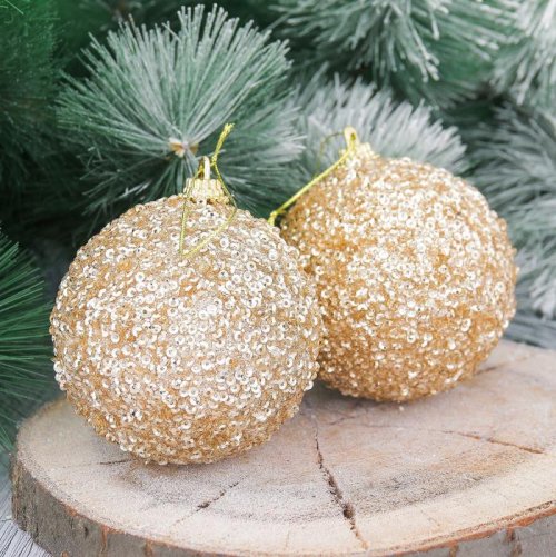 Набор шаров пластик Золото d-8 см 4 шт          2356939