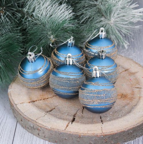 Набор шаров пластик Синий блюз d-5 см 6 шт          2356960