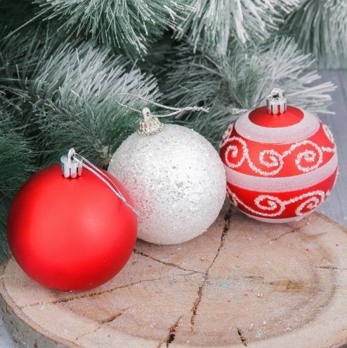 Набор шаров пластик Соната d-7 см 27 шт бело красный        2356985