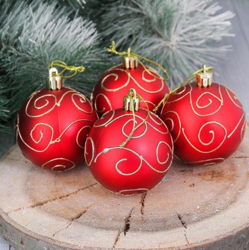 Набор шаров пластик Элит d-6 см 12 шт красный         2356911