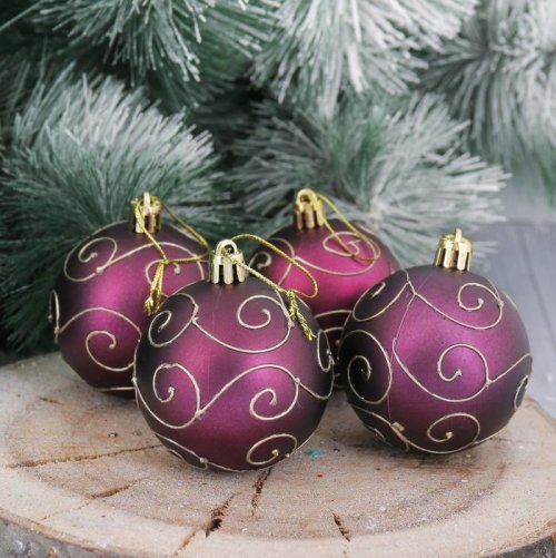 Набор шаров пластик Элит d-6 см 12 шт темное бордо        2356970