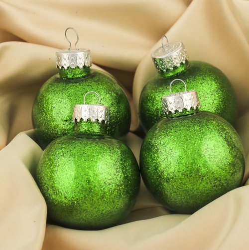 Набор шаров пластик 2 шт d-6 см Блестки зеленый         3505690