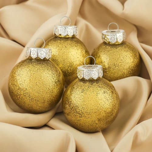 Набор шаров пластик 2 шт d-6 см Блестки золото         3505687