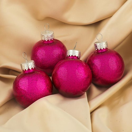 Набор шаров пластик 2 шт d-6 см Блестки малиновый         3505686