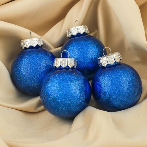 Набор шаров пластик 2 шт d-6 см Блестки синий         3505689