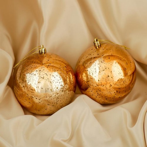 Набор шаров пластик d-10 см 2 шт Корделия бронза         3276598