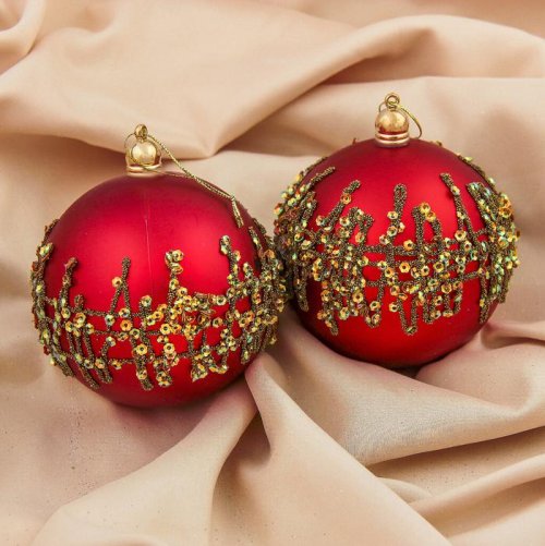 Набор шаров пластик d-10 см 2 шт Меланта красный         3259729