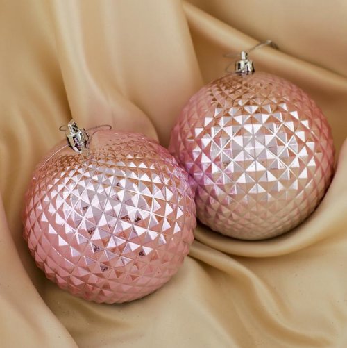 Набор шаров пластик d-10 см 2 шт Рельеф розовый         3276625