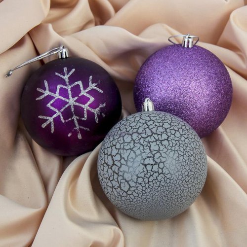 Набор шаров пластик d-10 см 3 шт  Аминта фиолет         3259689