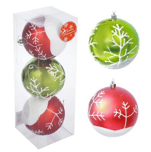 Набор шаров пластик d-10 см 3 шт зимнее деревце         2137191