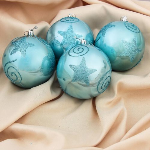 Набор шаров пластик d-10 см 4 шт Голубая лагуна          3531451