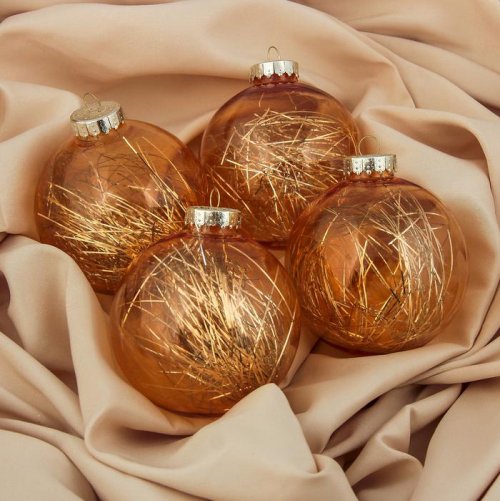 Набор шаров пластик d-10 см 4 шт Элегия золото         3276699