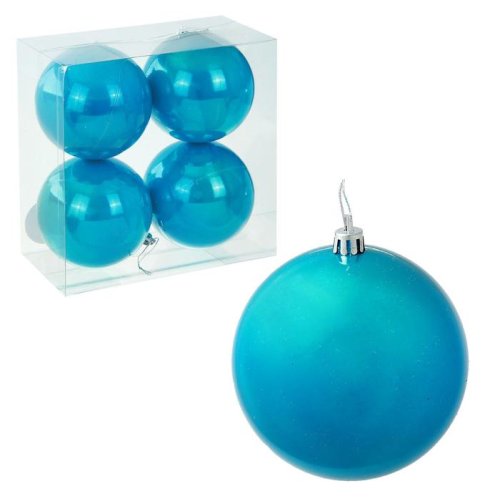 Новогодние шары Жемчужная капель бирюзовые (набор 4 шт.)           1009349