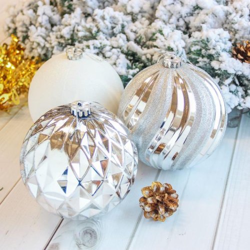 Новогодние шары Гиганты (набор 3 шт.), серебро           2122918