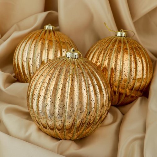 Набор шаров пластик d-15 см 3 шт Корделия бронза         3276618