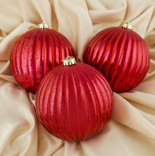 Набор шаров пластик d-15 см 3 шт Корделия красный         3276619
