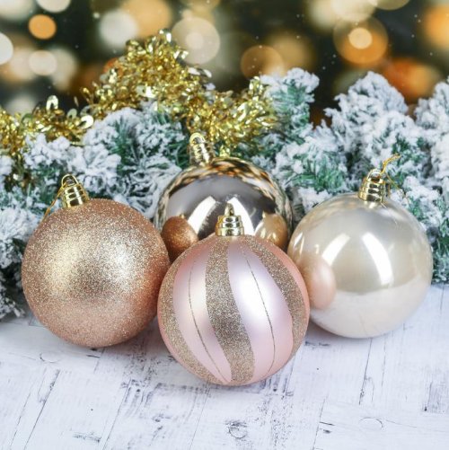 Набор шаров пластик d-15 см 4 шт Нейн кремовый         3249276