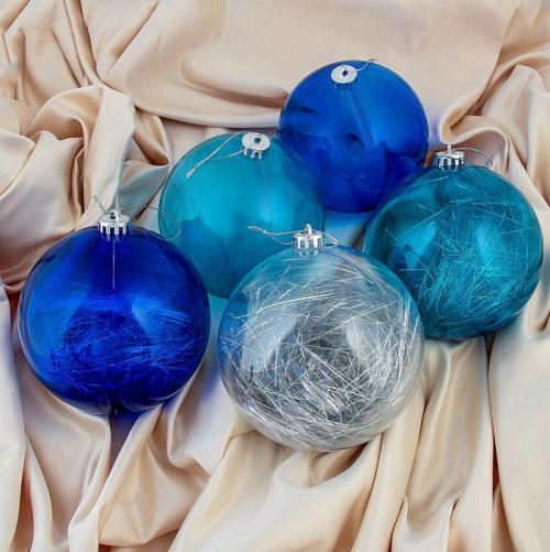 Набор шаров пластик d-15 см 5 шт  Барбара синий         3259691