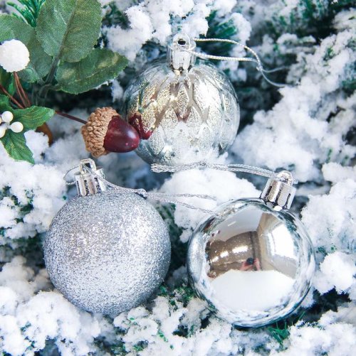 Новогодние шары Анданте (набор 2 шт.), серебро           2178229