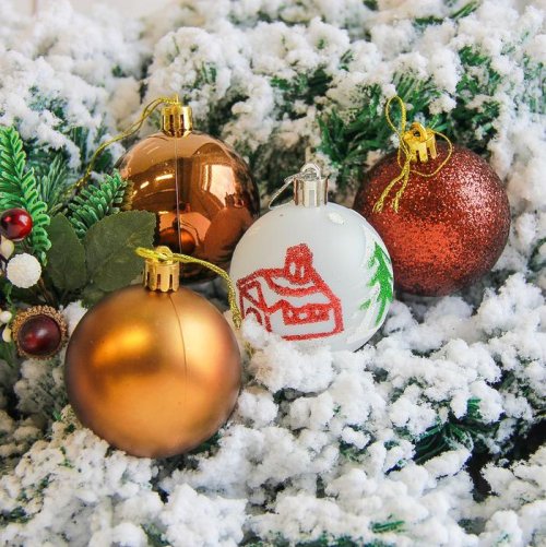 Новогодние шары Кьюзо (набор 12 шт.), шоколад           2178447