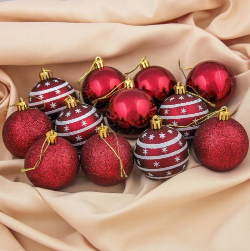 Набор шаров пластик d-6 см 12 шт Персис звездочка бордо        3259714