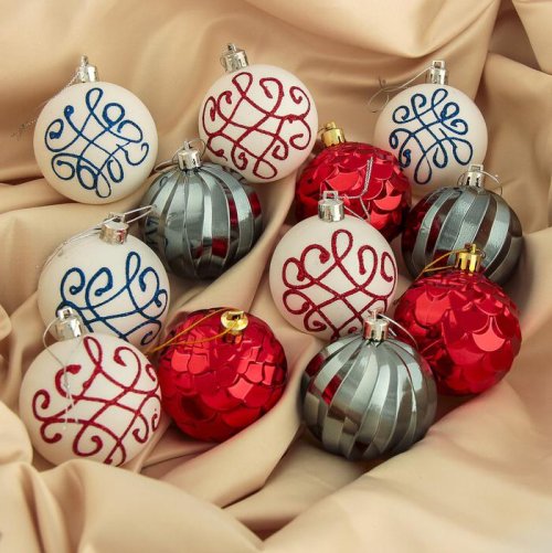 Набор шаров пластик d-6 см 12 шт Элит три цвета        3249261