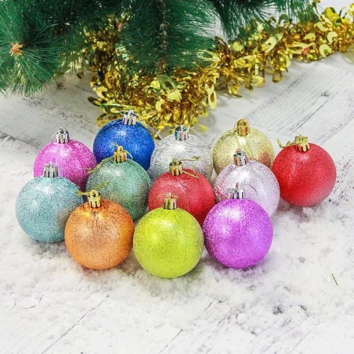 Набор шаров пластик d-6 см 12 шт сусальный          2178144