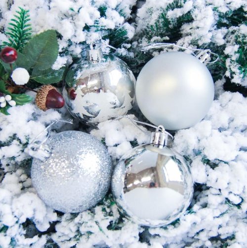 Новогодние шары Грациозо (набор 16 шт.), серебро           2178248