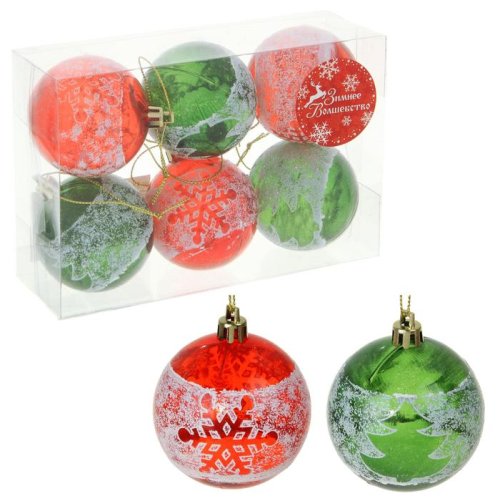 Новогодние шары Тиснение зимнее ассорти (набор 6 шт.)          1310278