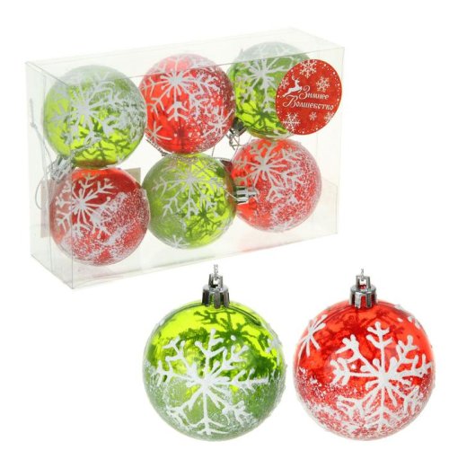 Новогодние шары Тиснение снежинка (набор 6 шт.)           1310279