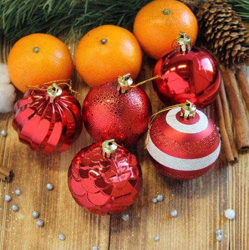 Новогодние шары Элит (набор 20 шт.), красные           2123022