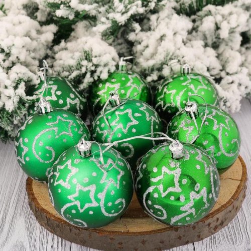 Набор шаров пластик d-6,5 см 8 шт комета зеленый         2123166